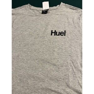 Men’s Huel Huelwear Gray Black T-Shirt LARGE Cotton Performance Short Sleeve